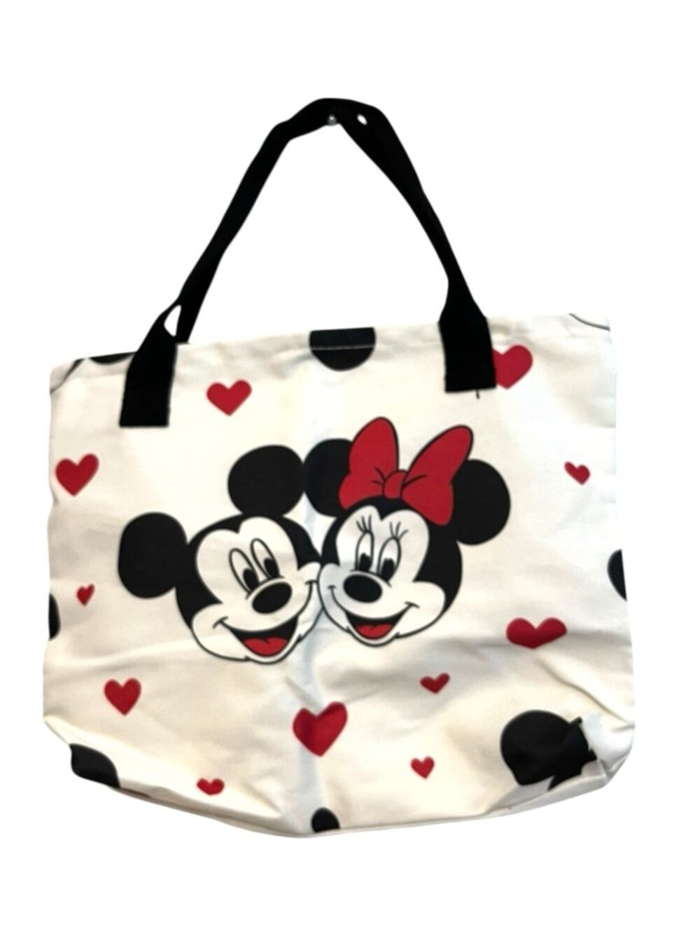 Mickey And Minnie Mouse Canvas Reusable Tote Bag Double Handles Shoulder New